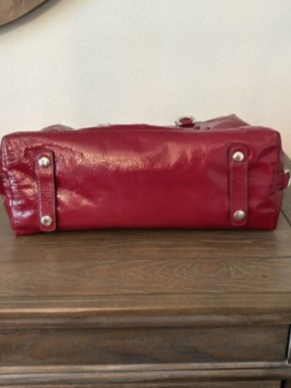 Coach Ashley Burgundy Red Patent Leather Satchel Handbag F15455 - Picture 15 of 16